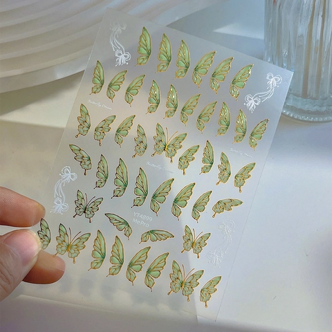 3D Bronzing Butterfly Nail Art Stickers Dreamy Gradient Butterfly Wings Adhesive Nail Decals For Women Manicure Decoration