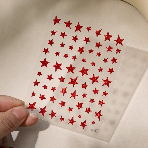 Colorful Star Nail Art Stickers Flashing Luxury 3D Adhesive Five-Pointed Star Nail Decals For Manicure DIY Decoration