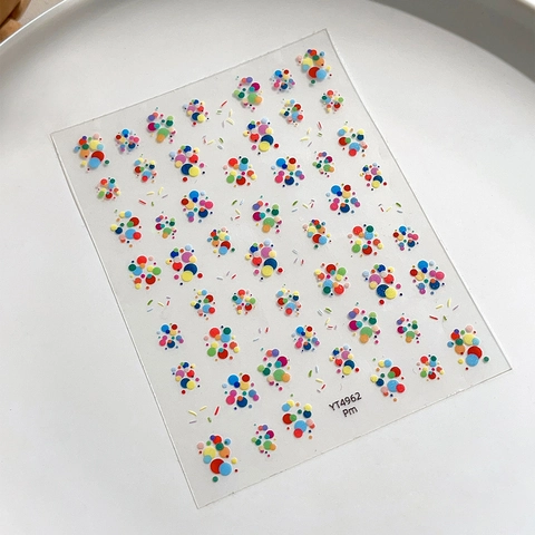 Pegatinas para Uñas de Lunares de Colores Transparentes Minimalistas Patrón de Círculos DIY Calcomanías de Uñas para Decoración de Belleza Mujer