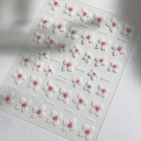 Pegatinas para Uñas Relieve 5D Flor de Cerezo Elegantes Flores Blancas Rosas Calcomanías Autoadhesivas para Manicura Mujer DIY
