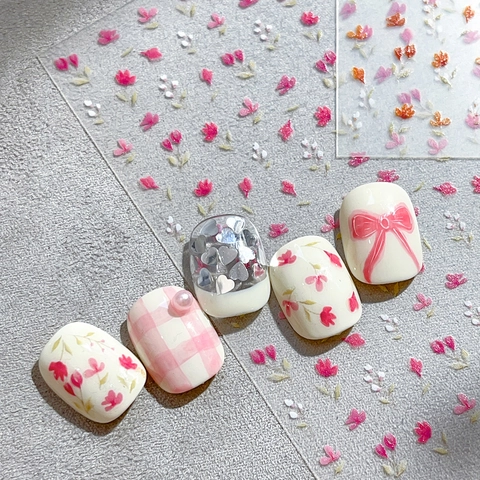 Platte Bloemen Nagelstickers Zoet Schattig Elegant Zelfklevend PET Bloemenpatroon DIY Nail Art Decoratie Nagels Stickers