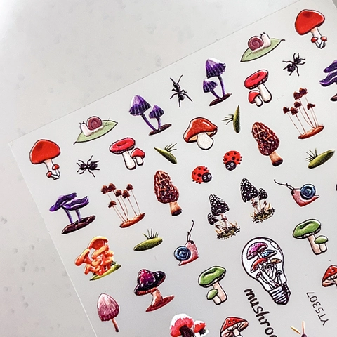 Süße 5D Geprägte Pilz Nagelkunst Aufkleber Bunte Waldinsekten Muster DIY Maniküre Aufkleber Für Damen Täglich Nagelkunst