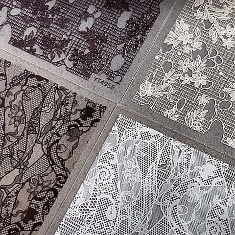Vintage Embossed Lace Floral Nail Art Stickers Retro White Black Nail Decals For Women Elegant DIY Manicure Decoration
