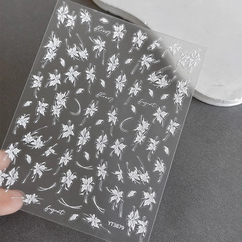 5D Relief Flower Nail Stickers Self Adhesive Three Dimensional Floral Butterfly Manicure Decals For Women DIY Nail Art Decoration