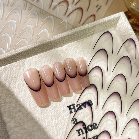 Adesivi per Unghie French Sfumati in PET per Donna Sottili e Resistenti Decorazioni Autoadesive per Nail Art Fai-da-te