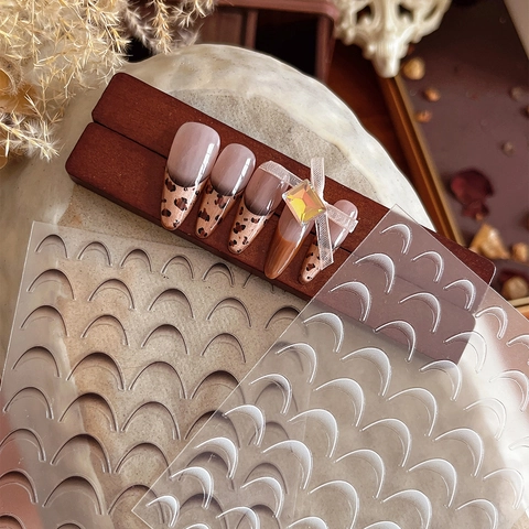Pegatinas para Uñas Línea de Sonrisa Francesa Guías de Punta Francesa Autoadhesivas Pegatinas para Arte de Uñas Forma Creciente