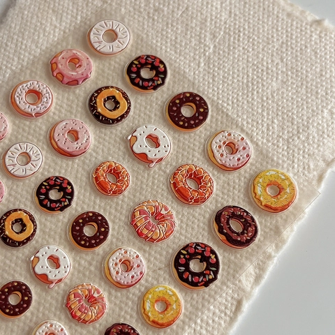 3D Embossed Donut Nail Art Stickers Self Adhesive Cute Colorful Dessert Design Manicure Decoration For Women Nail Decals