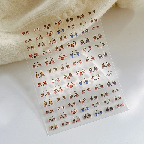 Süße Cartoon Gesicht Ausdruck Nagelaufkleber Stern Herz Augen DIY Selbstklebende Nail Art Decals Für Damen Mädchen Dekor