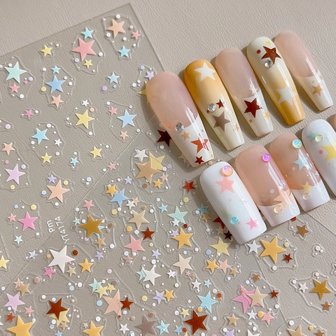Colorful Star Nail Art Stickers Ultra Thin Adhesive Nail Decals Starry Sky Manicure Decoration For Women DIY Art Accessoires