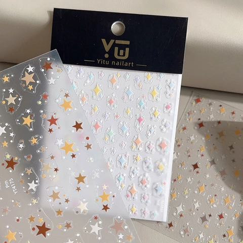 Colorful Star Nail Art Stickers Ultra Thin Adhesive Nail Decals Starry Sky Manicure Decoration For Women DIY Art Accessoires