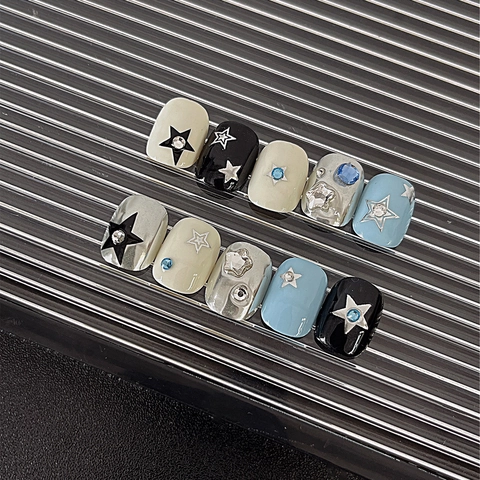Metallic Gold Silver Star Nail Art Stickers Mini Plaid Self Adhesive Stars Moon Decals For Women DIY Manicure Decoration