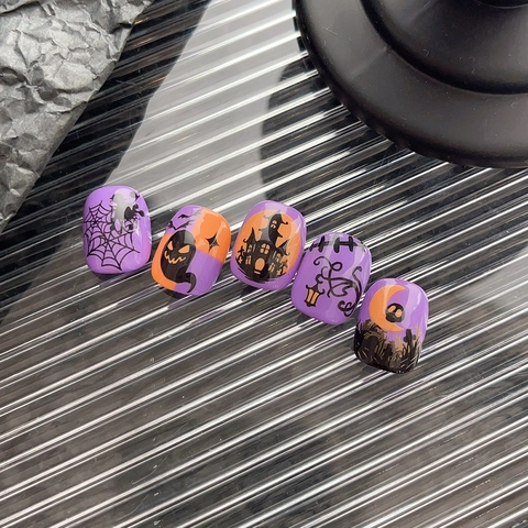 Halloween Nagelaufkleber Selbstklebend Geist Kürbis Spinnennetz Schloss Fledermaus Dekorative Nagelsticker Für Party Damen DIY