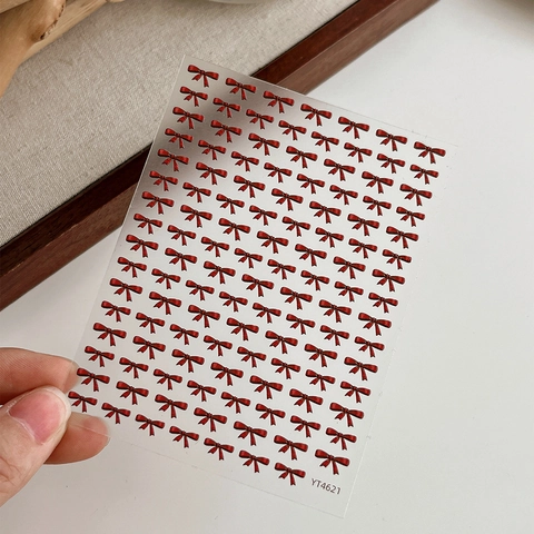 3D Geprägte Rote Schleife Nagelsticker Selbstklebend Mini Schleife Nagelkunst Dekorationen Für Damen DIY Maniküre Abziehbilder