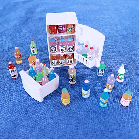 Miniature Dollhouse Refrigerator Model White ABS Simulation Kitchen Toy Refrigerator Furniture Ornament Miniature Fridge