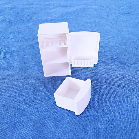 Miniature Dollhouse Refrigerator Model White ABS Simulation Kitchen Toy Refrigerator Furniture Ornament Miniature Fridge