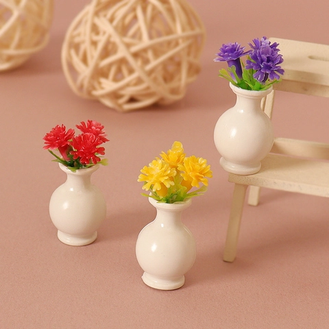 Miniatur Puppenhaus Blumenvase Deko Harz Kunststoff Simulation Mikro Landschaft Ornamente Haus Deko Zubehör Für Puppen