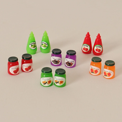 Bottiglia di Senape Ketchup Marmellata in Miniatura in Resina Per Decorazione Casa delle Bambole Simulazione Realistica Modello Cibo