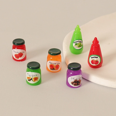 Bottiglia di Senape Ketchup Marmellata in Miniatura in Resina Per Decorazione Casa delle Bambole Simulazione Realistica Modello Cibo