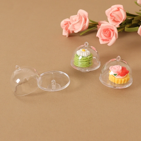 Miniature Dollhouse Food Cover Simulation Cake Model Plastic Resin DIY Mini Transparent Dessert Display Ornament