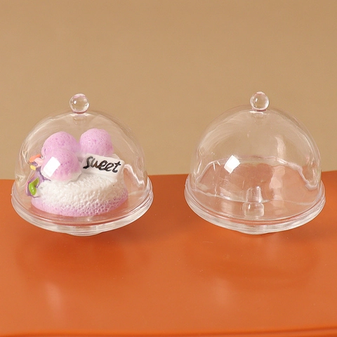 Miniature Dollhouse Food Cover Simulation Cake Model Plastic Resin DIY Mini Transparent Dessert Display Ornament