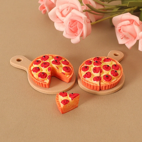 Miniature Dollhouse Food Pizza Fruit Tart Resin Model DIY Accessories Desktop Ornament Decor Realistic Play Kitchen Toy