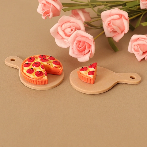 Miniature Dollhouse Food Pizza Fruit Tart Resin Model DIY Accessories Desktop Ornament Decor Realistic Play Kitchen Toy