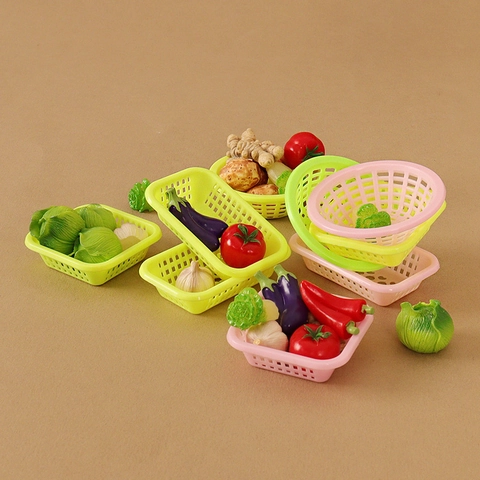 Set di Cesti di Verdure in Simulazione per Casa delle Bambole in Miniatura Giocattoli Decorativi per Cucina