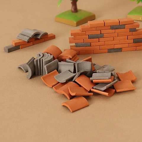 Miniature Dollhouse Roof Tiles Model DIY Micro Landscape Building Materials Clay Bricks Architectural Scene Accessories For Decor