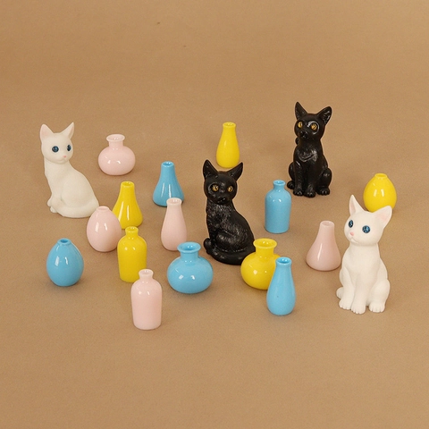 Miniature Resin Flower Vase Dollhouse Accessories DIY Craft Micro Landscape Table Decor Colorful Mini Vases For Home Decoration