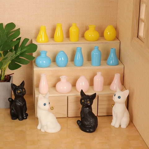 Miniature Resin Flower Vase Dollhouse Accessories DIY Craft Micro Landscape Table Decor Colorful Mini Vases For Home Decoration