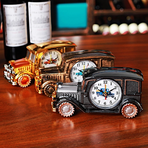 Reloj Despertador Retro de Estilo Europeo con Forma de Velero Motocicleta Coche Clásico Reloj de Escritorio de Plástico Galvanizado Decoración para Hogar Oficina