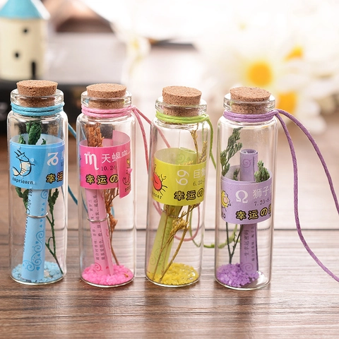 Creative Glass Wishing Bottle Assortment With Constellation Theme Blown Borosilicate Glass Drift Bottle Home Decor Gifts