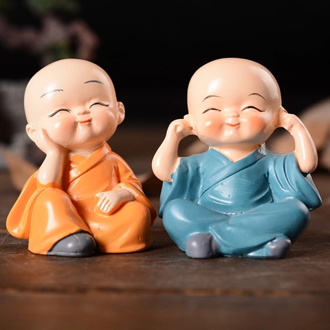 Zen Little Monk Resin Figurines Hear See Speak No Evil Miniature Statues For Car Dashboard Office Home Desk Decor Ornaments