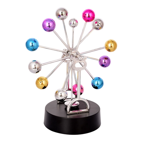 Creatief Reuzenrad Kinetisch Bureauspeelgoed Elektronische Perpetuum Mobile Machine Vergulde Veelkleurige Ballen Kantoor Decoratie Cadeau