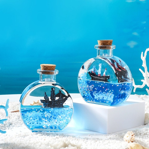 Mondo Oceanico Liquido Galleggiante Barca a Vela Bottiglia Alla Deriva Acrilico Fluido Clessidra Ornamento Per Scrivania Regalo Compleanno Studenti