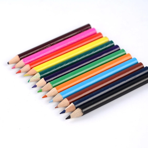 Juego de 12 Mini Lápices de Colores Con Tapa Sacapuntas Integrada Lápices de Dibujo de Madera Portátiles para Niños Estudiantes Escuela
