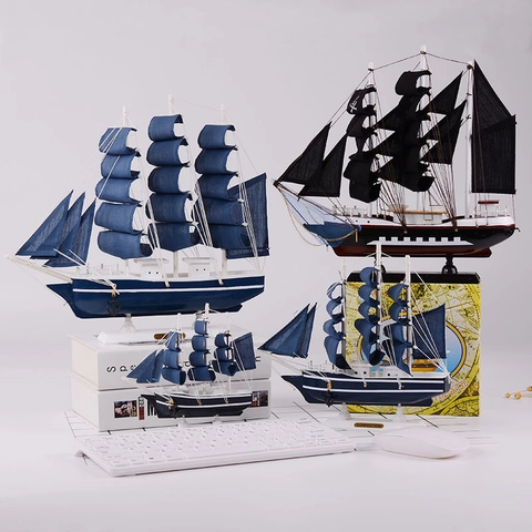 Mediterraanse Stijl Houten Zeilboot Model Nautisch Schip Ornament Voor Thuis Kantoor Tafel Decoratie Handgemaakte Retro Cadeau