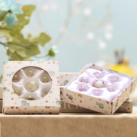 Set Ornamenti Maiale in Vetro Trasparente Creativo Simpatico Animale Cristallo Decorazione Desktop Figurina Maialino Confezione Regalo Ufficio Casa