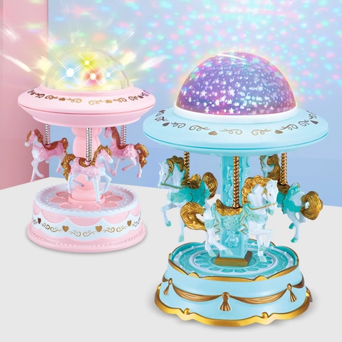 Karussell Spieluhr Sternenhimmel Projektion Licht Rotierende Musikfigur Kreative Romantische Geburtstag Geschenk Deko