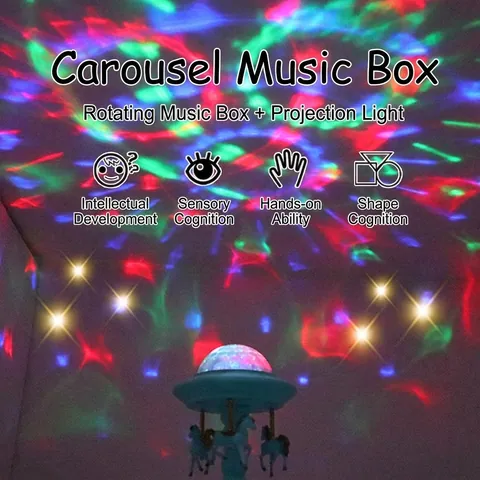 Karussell Spieluhr Sternenhimmel Projektion Licht Rotierende Musikfigur Kreative Romantische Geburtstag Geschenk Deko