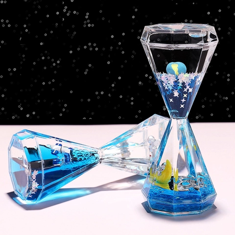 Astronauta Timer a Movimento Liquido Forma di Diamante Acrilico Spazio Goccia d'Olio Clessidra Ornamento per Casa Ufficio Scrivania Regalo