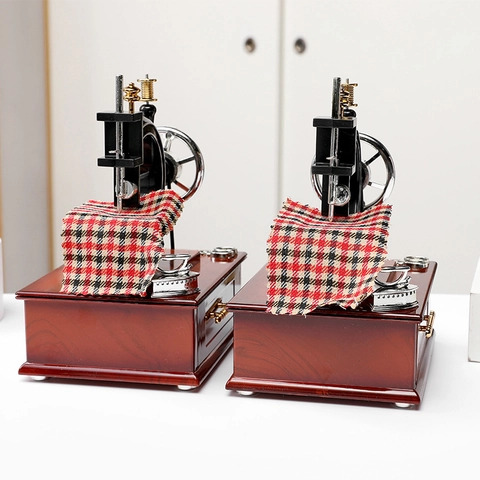 Vintage Nähmaschine Spieluhr Retro Europäischer Stil Musical Schmuckkästchen Mit Schublade Dekorative Tischornament Geschenk