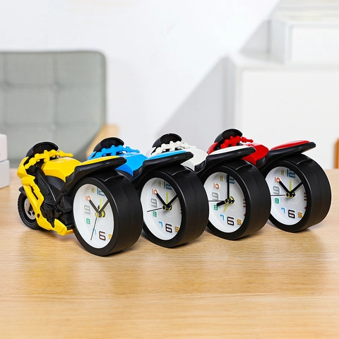 Reloj Despertador Creativo con Forma de Moto Modelo de Coche de Carreras Reloj de Escritorio para Niños Regalo de Cumpleaños
