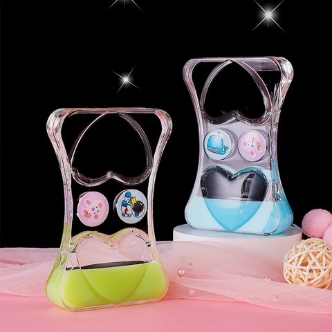 Heart Liquid Motion Bubbler Desktop Ornament Resin Acrylic Sandglass Stress Relief Sensory Toy For Kids Students Festival Gift