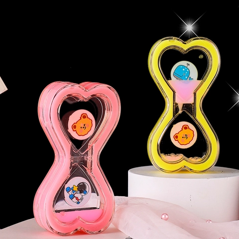 Temporizador de Burbujas de Movimiento Líquido en Forma de Corazón Adorno de Escritorio de Gota de Aceite Regalo para Mujer