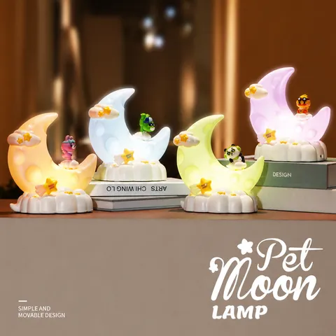 LED Cartoon Luna Luce Notturna Simpatico Animale Domestico Lampada da Comodino USB Ricaricabile Camera da Letto Atmosfera Decorazione Regalo