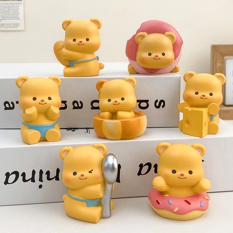 Butter Bear Blind Box Resin Desktop Ornament Kawaii Animal Figure For Home Office Car Decoration Gift