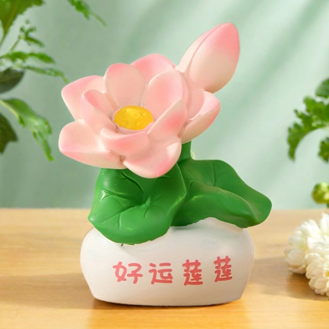 Miniature Lucky Tree Resin Ornament Cartoon Money Flower Lotus Desktop Figurine Good Luck Fortune Car Dashboard Decoration