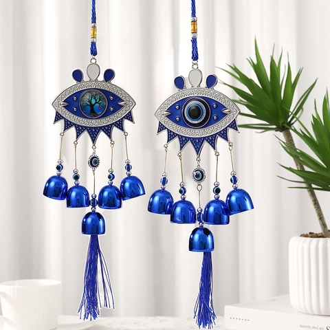 Türkisches Evil Eye Windspiel Metallglocke Hängende Dekoration Mit Quaste Lebensbaum Mediterrane Haus Balkon Wanddeko Geschenk
