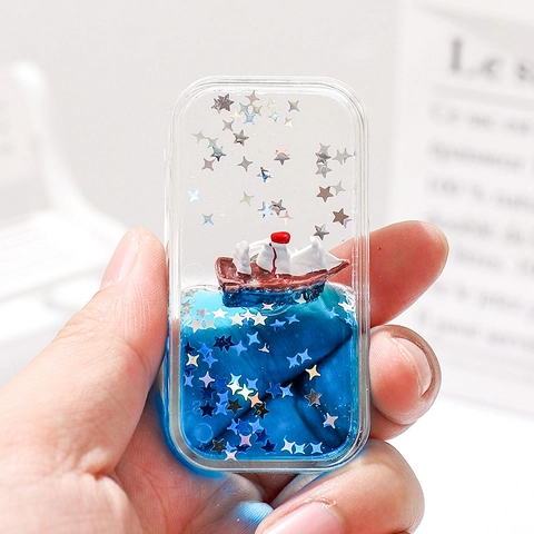 Acryl Treibsand Kühlschrankmagnet Flüssigkeit Schwimmendes Boot Schiff Meer Thema Schreibtisch Ornament Kreatives Geschenk